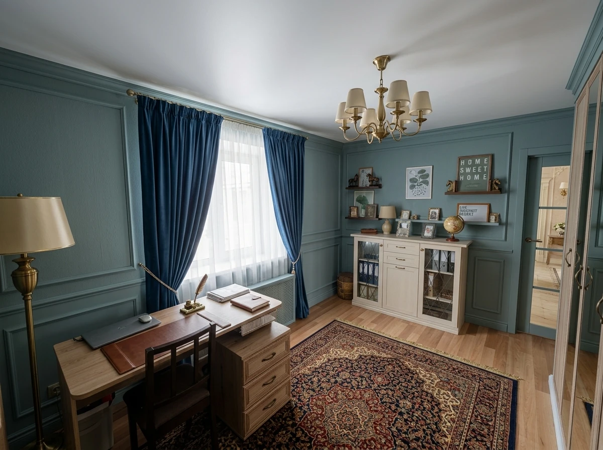 Дизайн кабинета в стиле Классика — фото интерьера от нейросети RoomGPT
