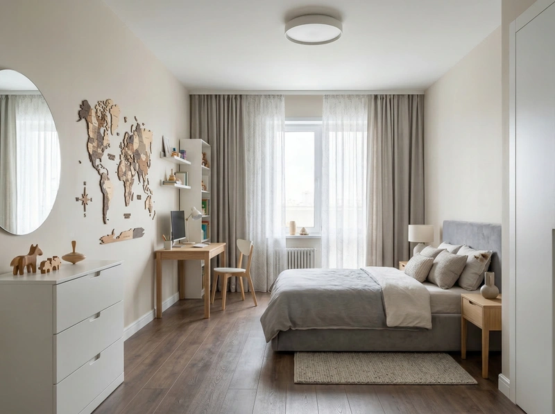 Дизайн детской в стиле Сканди — фото интерьера от нейросети RoomGPT