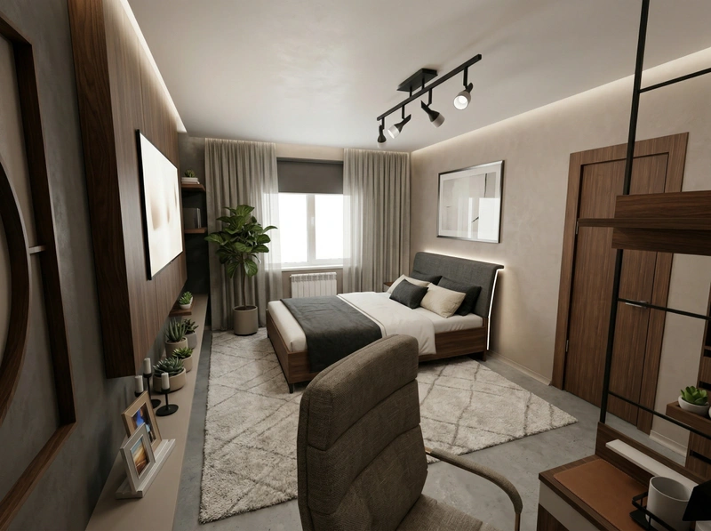 Дизайн спальни в стиле Минимализм — фото интерьера от нейросети RoomGPT