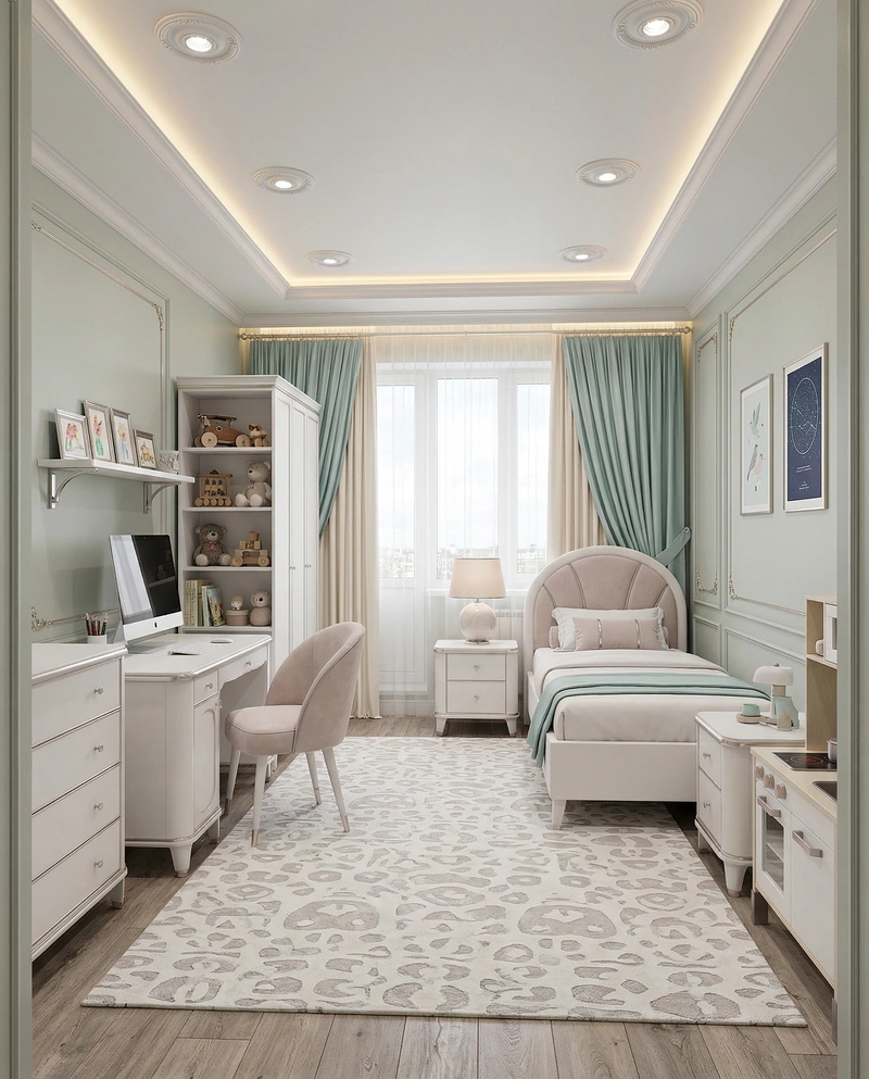 Дизайн детской в стиле Неоклассика — фото интерьера от нейросети RoomGPT