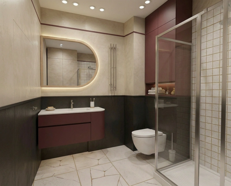 Дизайн ванной в стиле Japandi — фото интерьера от нейросети RoomGPT