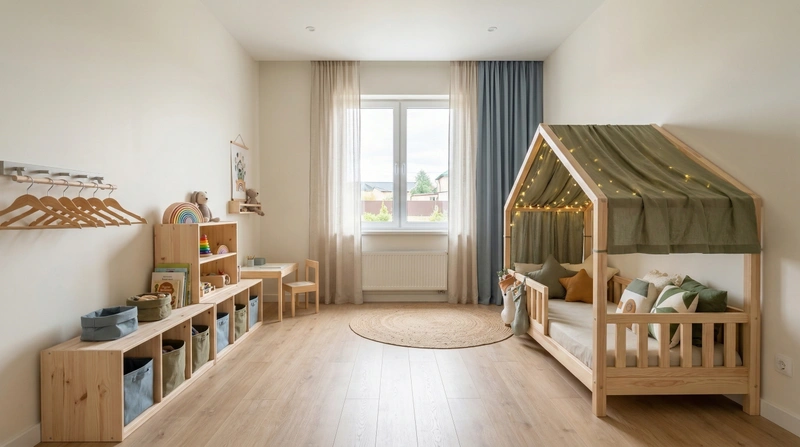 Дизайн детской в стиле Сканди — фото интерьера от нейросети RoomGPT