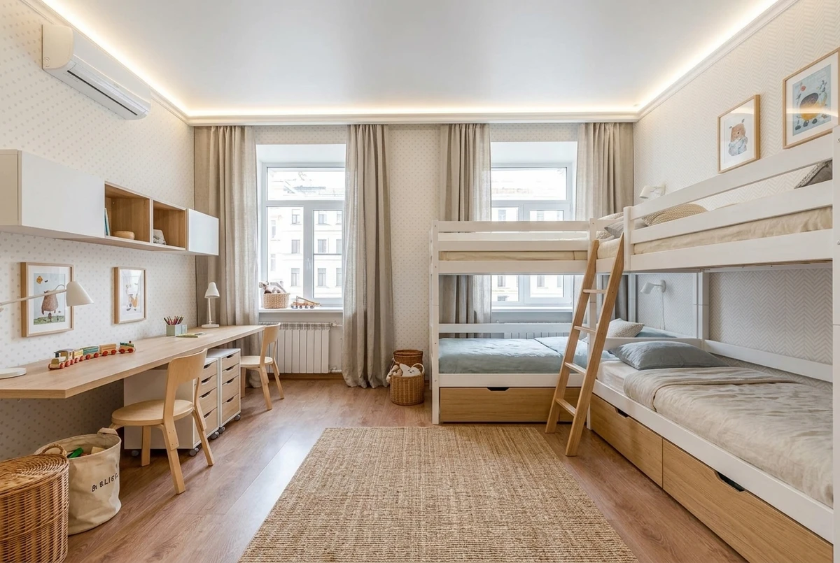 Дизайн детской в стиле Сканди — фото интерьера от нейросети RoomGPT