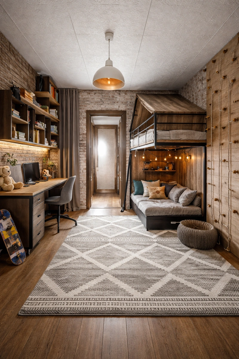 Дизайн интерьера в стиле Лофт — Детская от нейросети RoomGPT