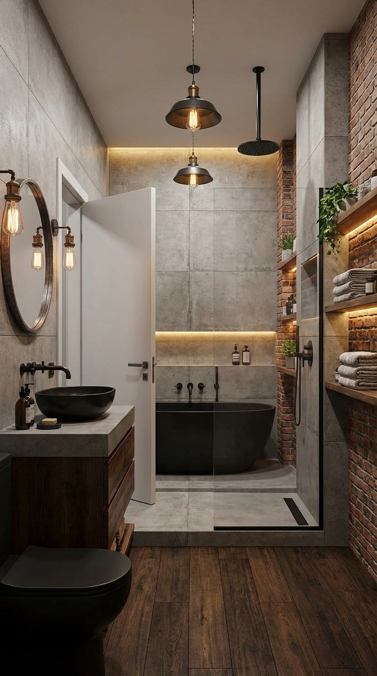 Дизайн интерьера в стиле Лофт — Ванная от нейросети RoomGPT
