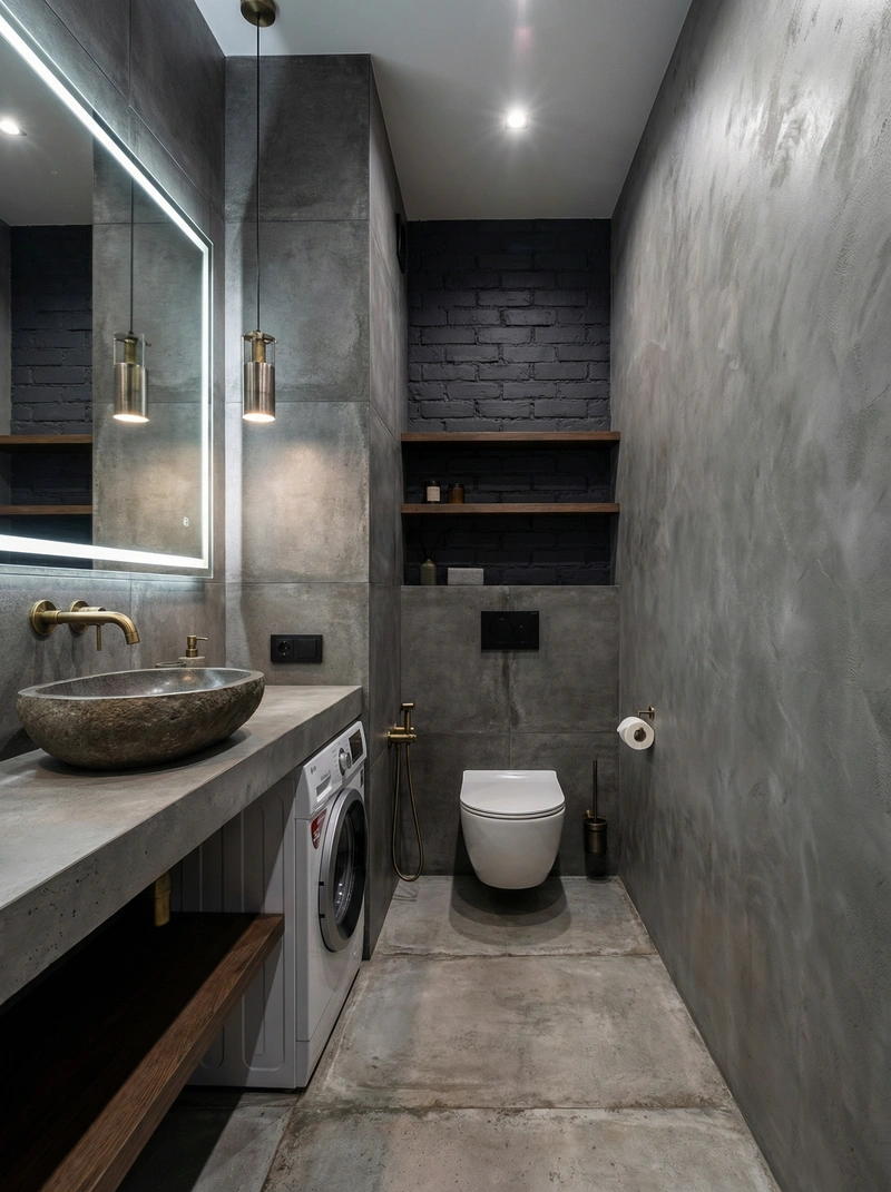 Дизайн интерьера в стиле Лофт — Ванная от нейросети RoomGPT