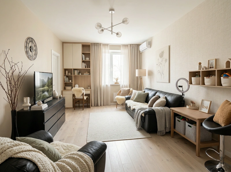 Дизайн интерьера в стиле Хюгге — Гостиная от нейросети RoomGPT