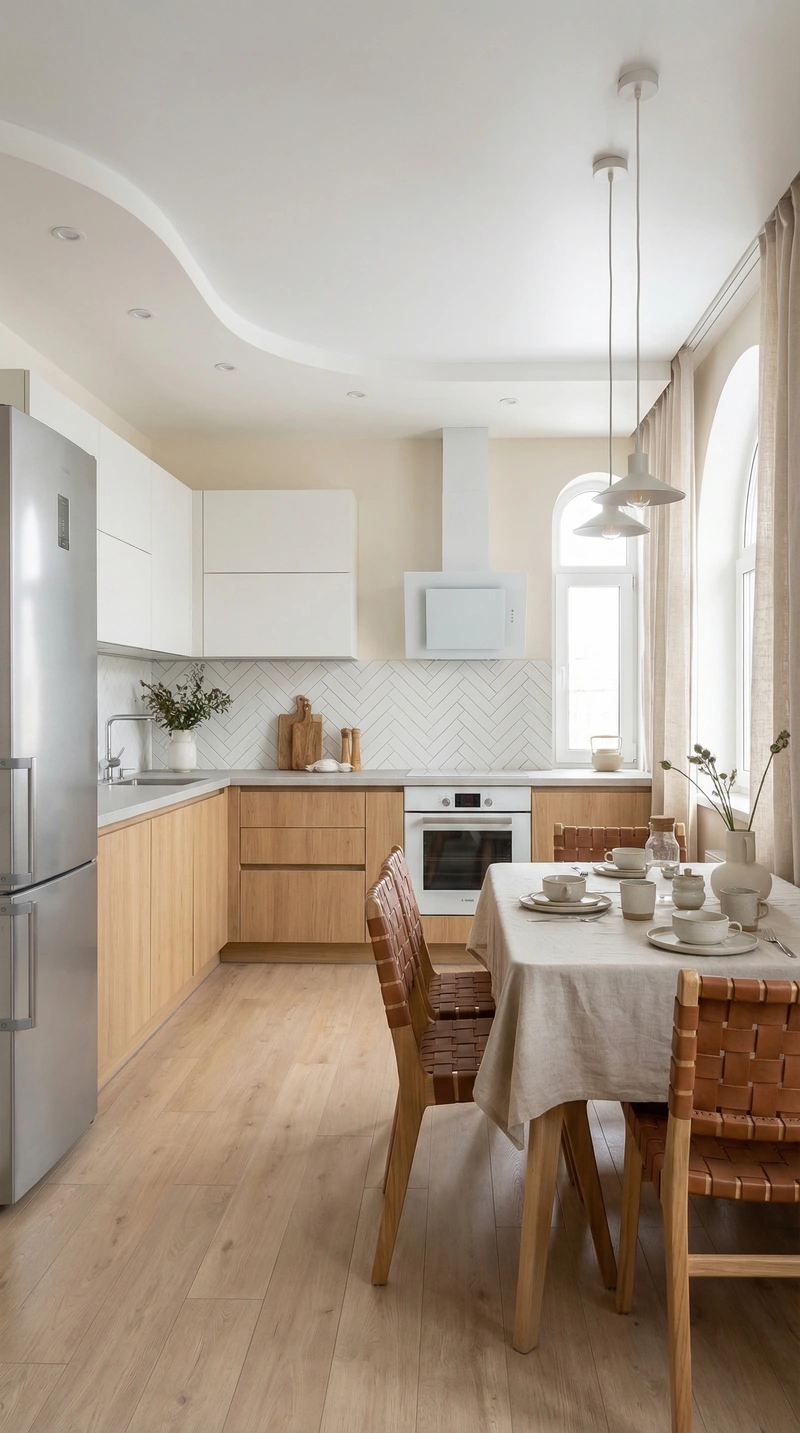 Дизайн интерьера в стиле Сканди — Кухня от нейросети RoomGPT