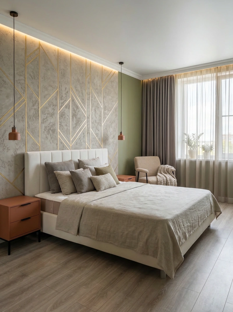 Дизайн спальни в стиле Сканди — фото интерьера от нейросети RoomGPT