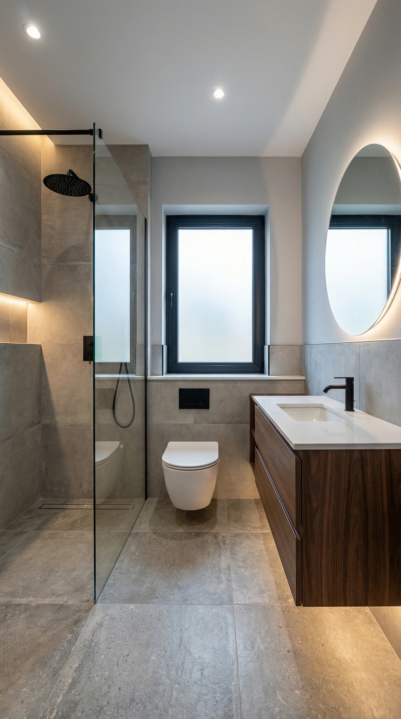 Дизайн ванной в стиле Контемпорари — фото интерьера от нейросети RoomGPT