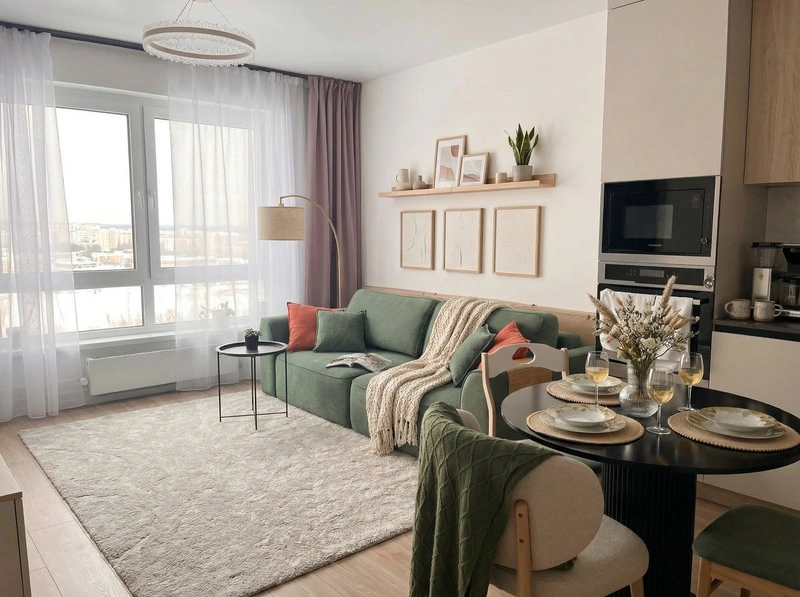 Дизайн интерьера в стиле Хюгге — Гостиная от нейросети RoomGPT