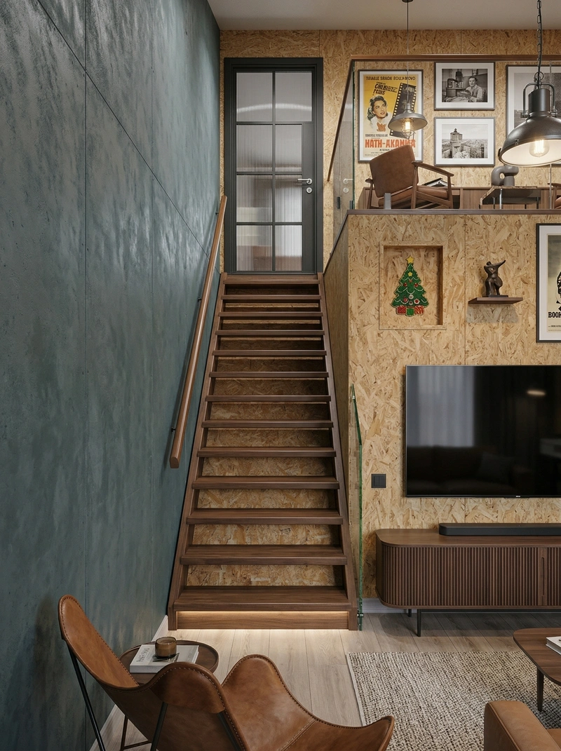 Дизайн гостиной в стиле Лофт — фото интерьера от нейросети RoomGPT