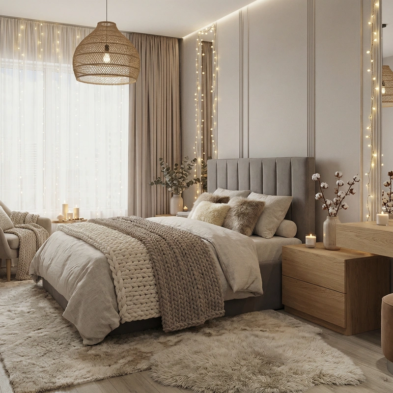 Дизайн интерьера в стиле Хюгге — Спальня от нейросети RoomGPT