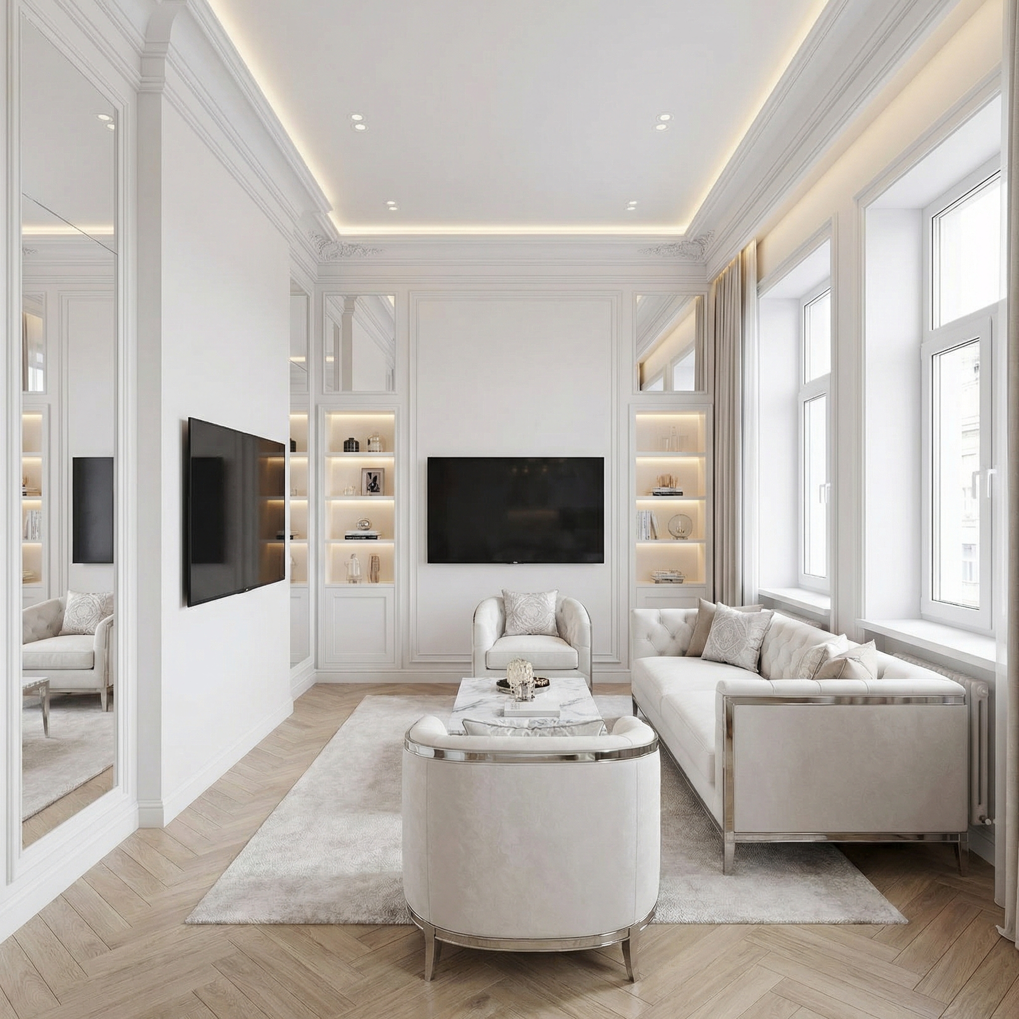 Дизайн гостиной в стиле Классика — фото интерьера от нейросети RoomGPT