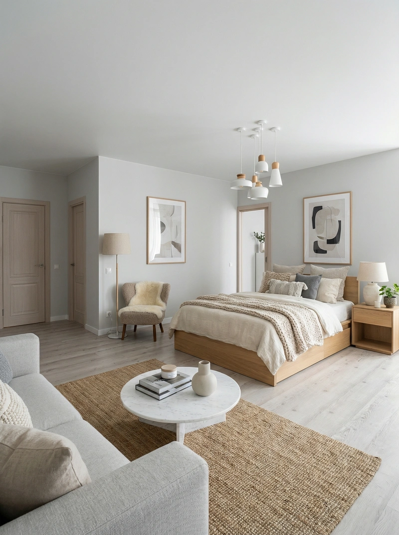 Дизайн интерьера в стиле Сканди — Гостиная от нейросети RoomGPT