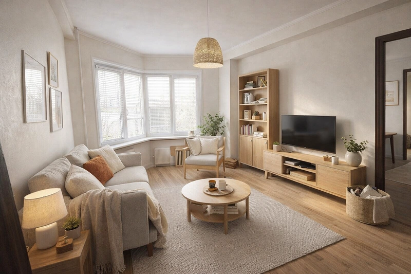 Дизайн интерьера в стиле Хюгге — Гостиная от нейросети RoomGPT