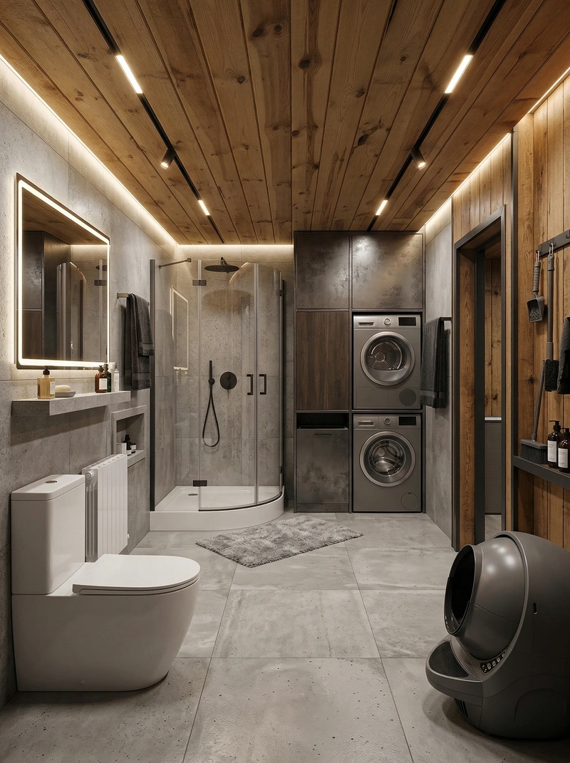 Дизайн ванной в стиле Лофт — фото интерьера от нейросети RoomGPT