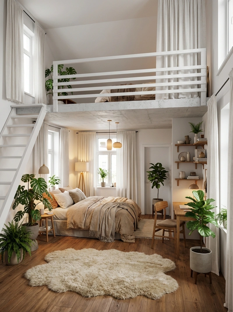 Дизайн интерьера в стиле Хюгге — Спальня от нейросети RoomGPT