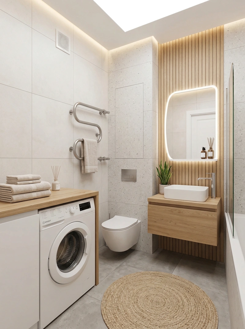 Дизайн интерьера в стиле Сканди — Ванная от нейросети RoomGPT