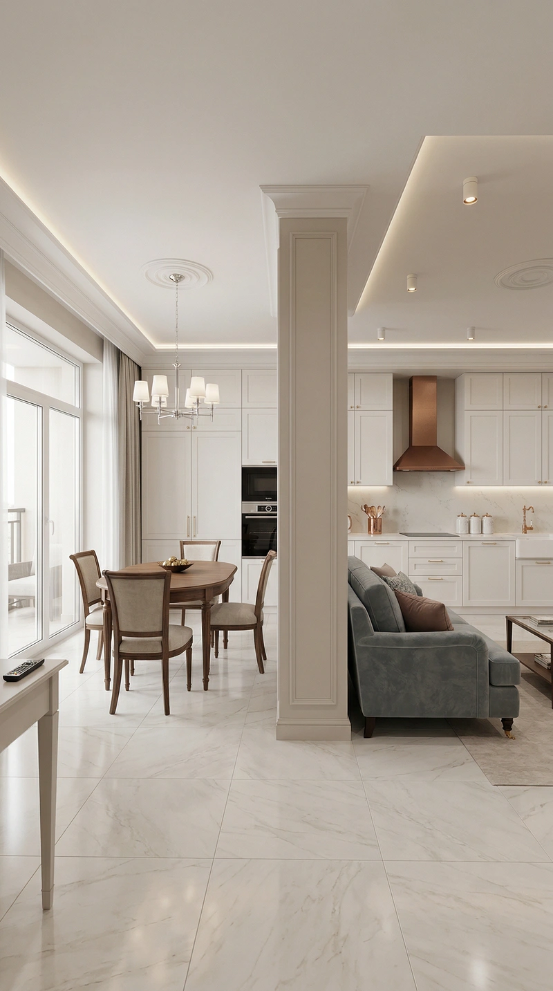 Дизайн интерьера в стиле Классика — Кухня от нейросети RoomGPT