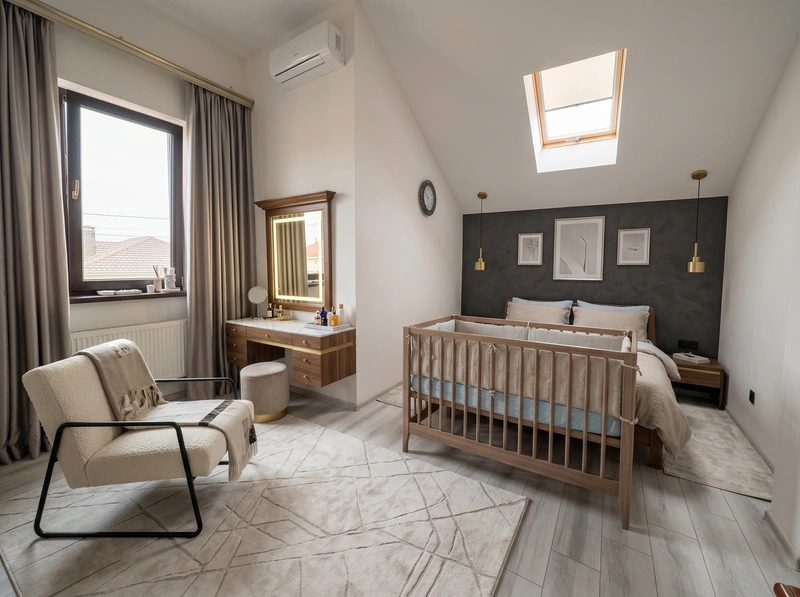 Дизайн интерьера в стиле Контемпорари — Спальня от нейросети RoomGPT