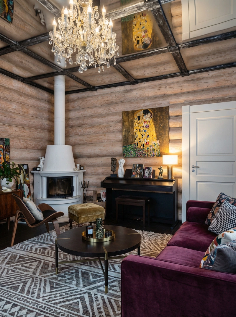 Дизайн интерьера в стиле Эклектика — Гостиная от нейросети RoomGPT