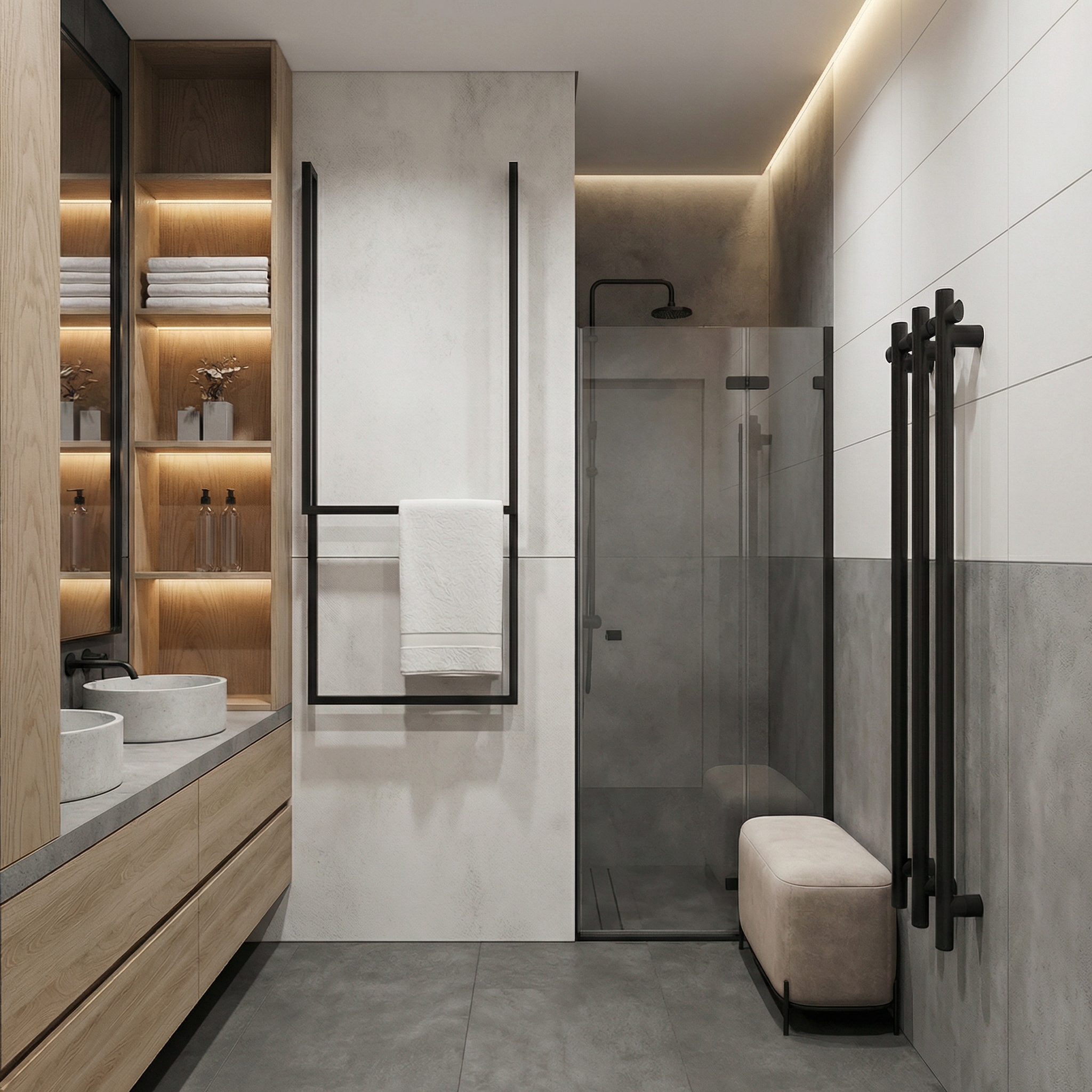 Дизайн ванной в стиле Контемпорари — фото интерьера от нейросети RoomGPT