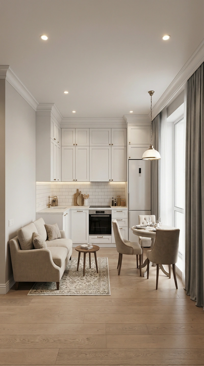Дизайн интерьера в стиле Классика — Кухня от нейросети RoomGPT