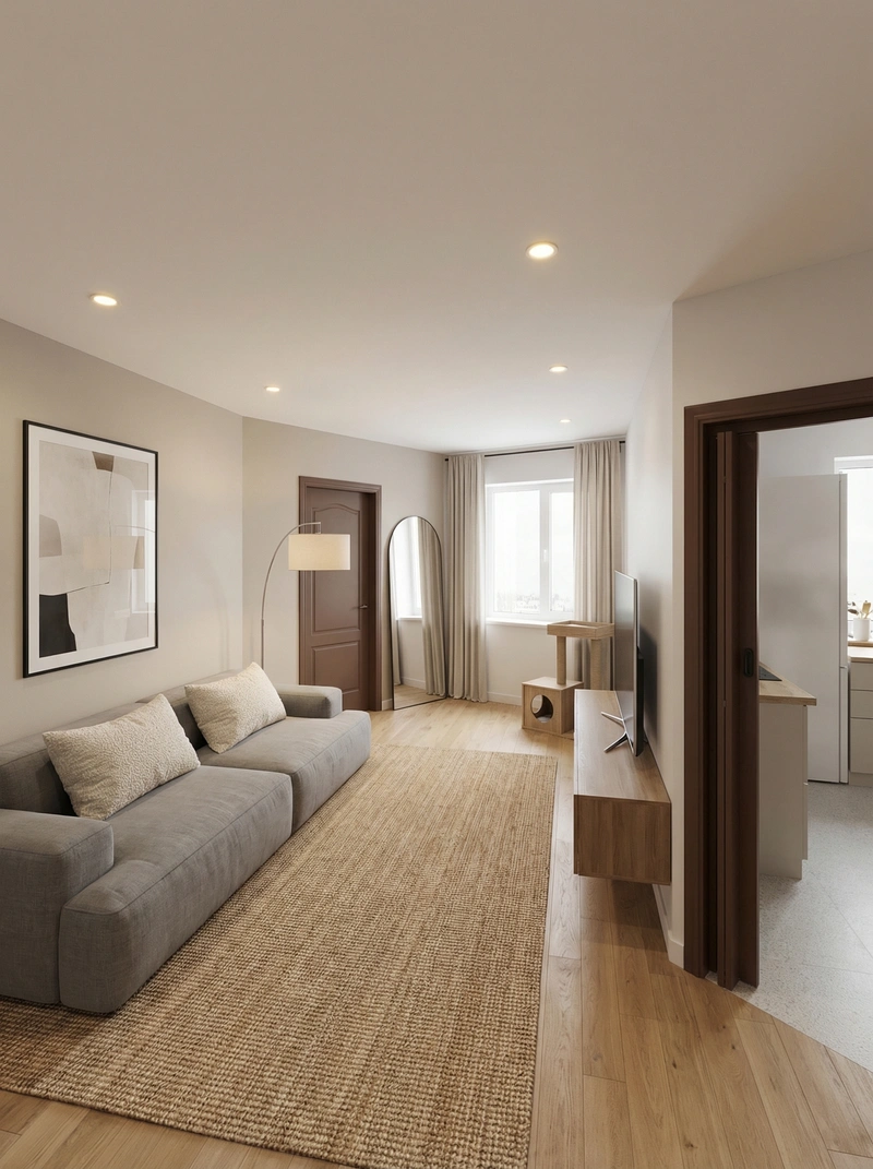 Дизайн интерьера в стиле Минимализм — Гостиная от нейросети RoomGPT