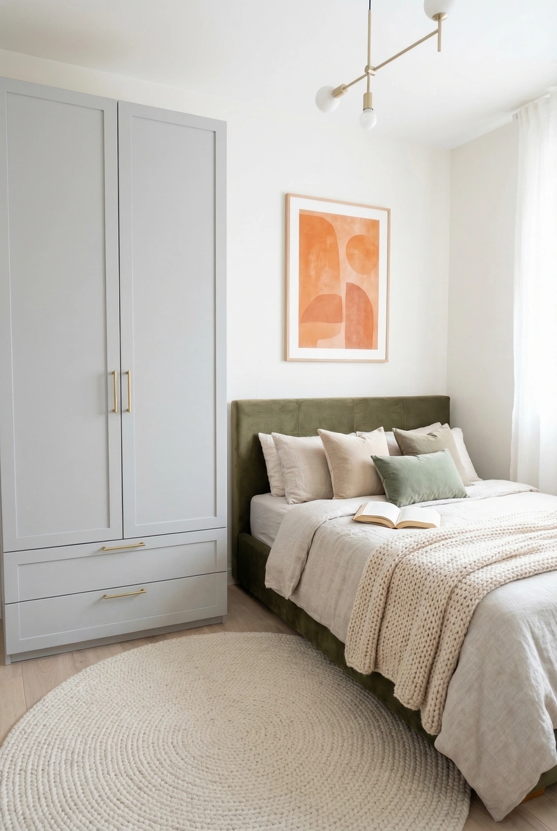 Дизайн спальни в стиле Сканди — фото интерьера от нейросети RoomGPT