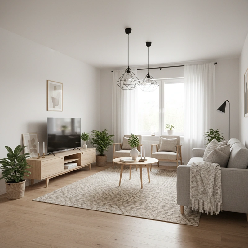 Дизайн интерьера в стиле Хюгге — Гостиная от нейросети RoomGPT