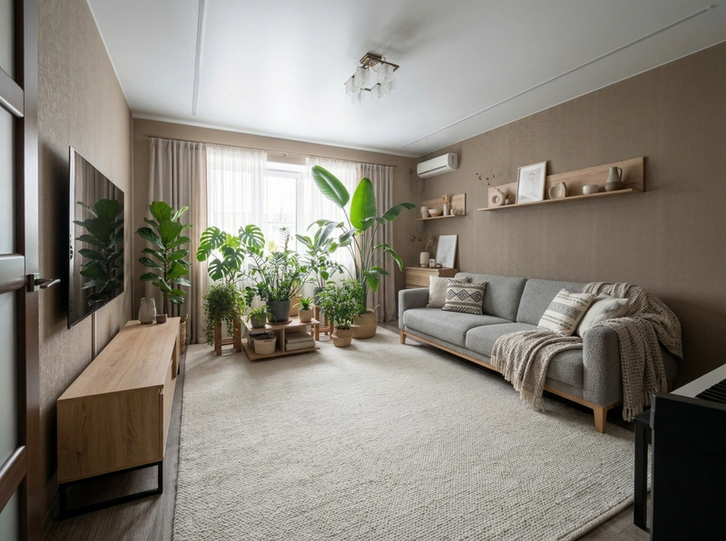 Дизайн гостиной в стиле Сканди — фото интерьера от нейросети RoomGPT