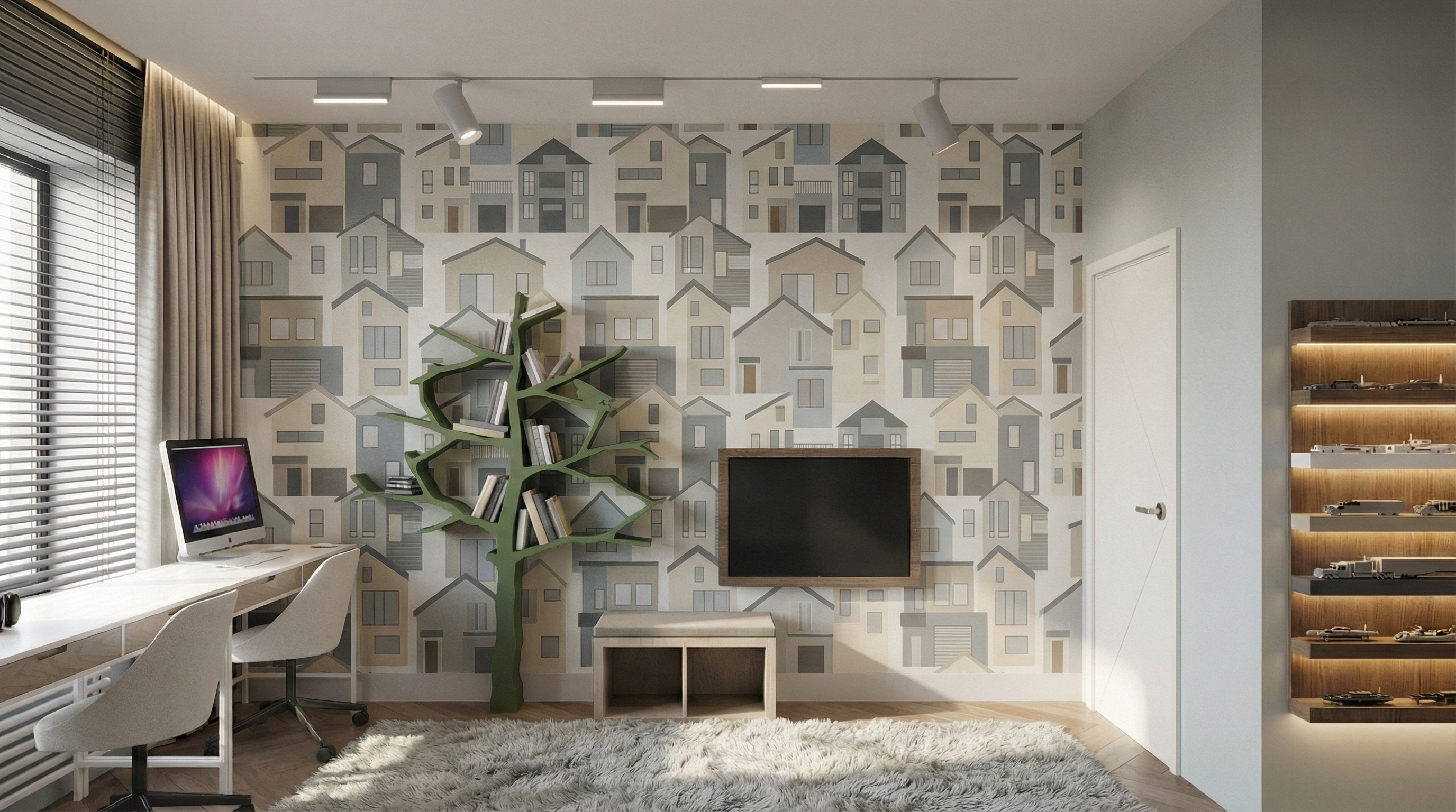 Дизайн детской в стиле Контемпорари — фото интерьера от нейросети RoomGPT