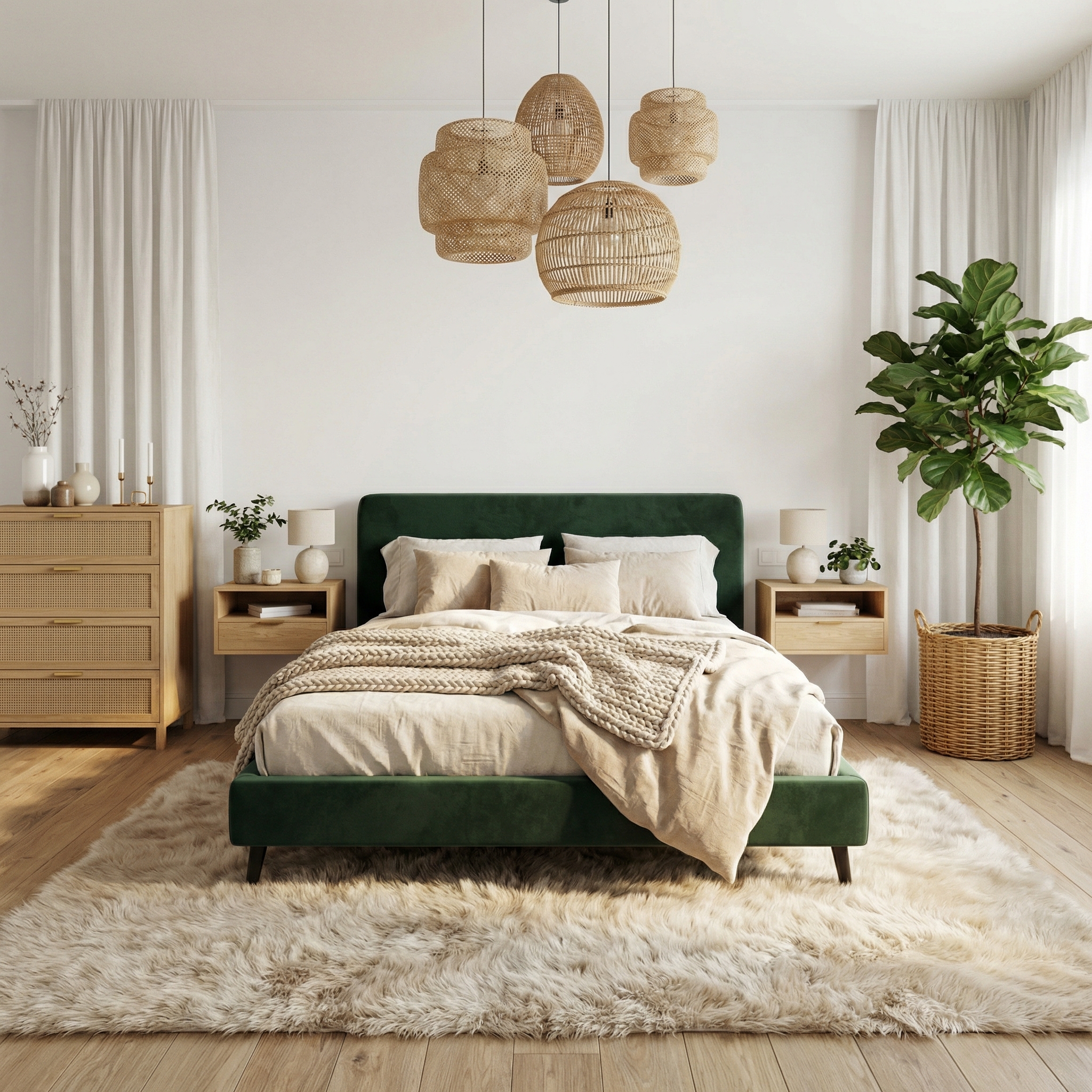 Дизайн спальни в стиле Хюгге — фото интерьера от нейросети RoomGPT