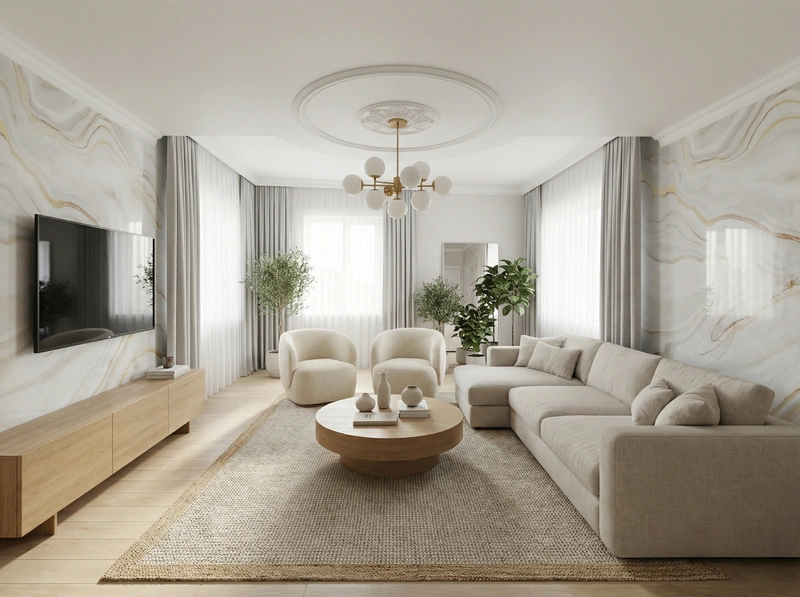 Дизайн гостиной в стиле Сканди — фото интерьера от нейросети RoomGPT