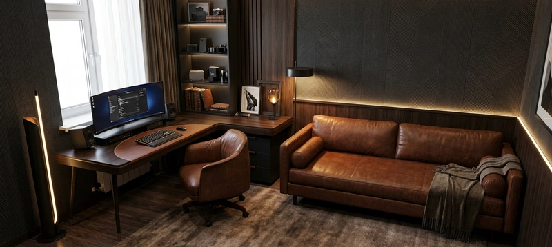 Дизайн интерьера в стиле Блэктэк — Гостиная от нейросети RoomGPT