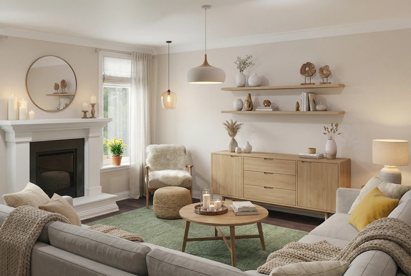 Дизайн интерьера в стиле Хюгге — Гостиная от нейросети RoomGPT