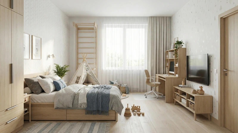 Дизайн интерьера в стиле Хюгге — Детская от нейросети RoomGPT