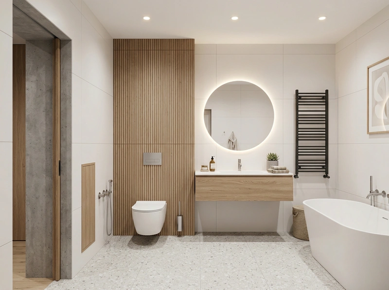 Дизайн ванной в стиле Сканди — фото интерьера от нейросети RoomGPT