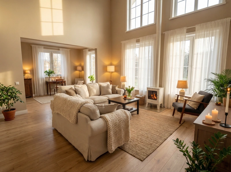 Дизайн интерьера в стиле Хюгге — Гостиная от нейросети RoomGPT