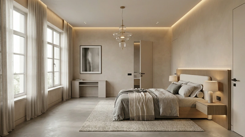 Дизайн спальни в стиле Минимализм — фото интерьера от нейросети RoomGPT