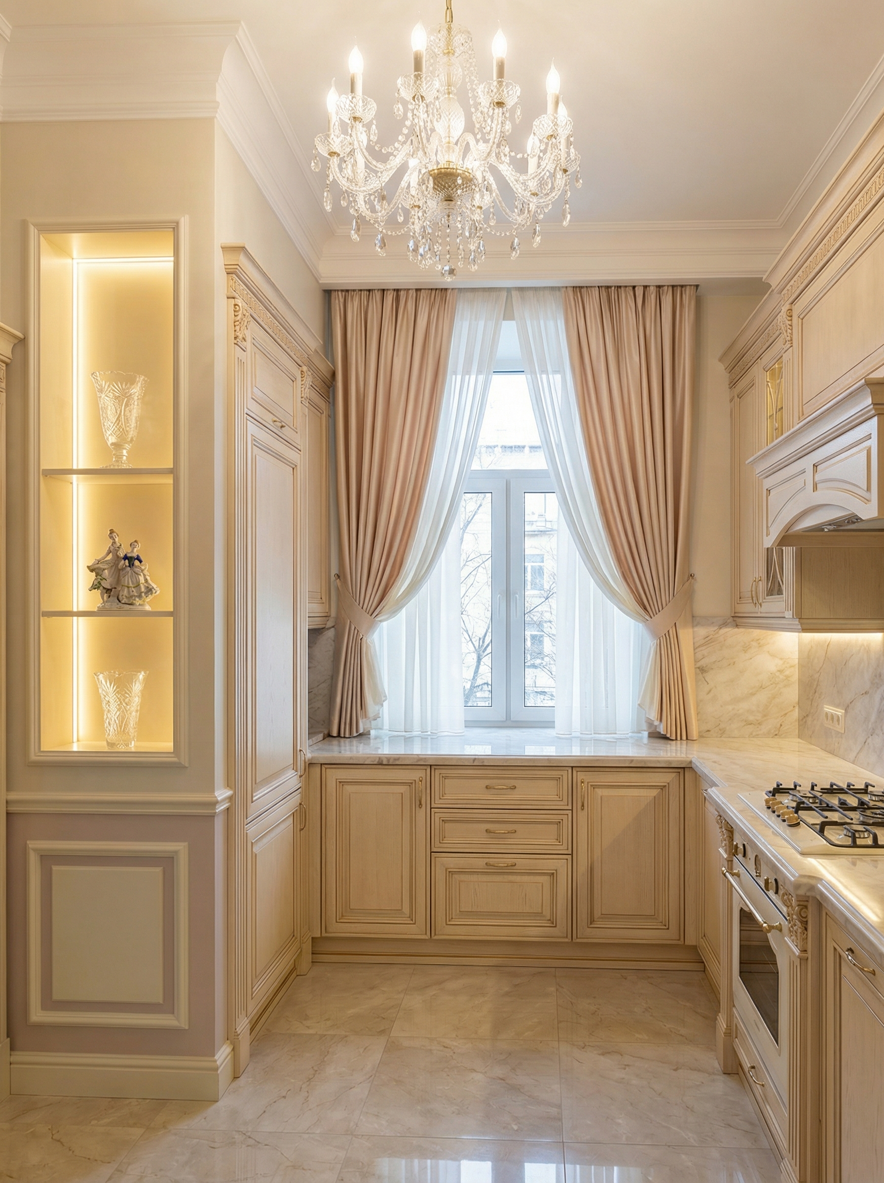 Дизайн кухни в стиле Классика — фото интерьера от нейросети RoomGPT