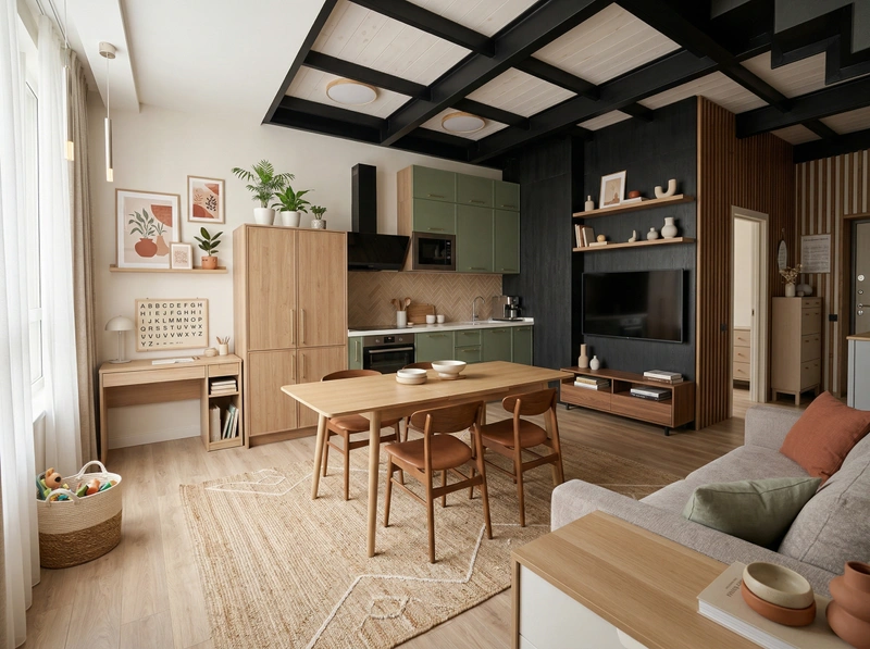 Дизайн гостиной в стиле Сканди — фото интерьера от нейросети RoomGPT