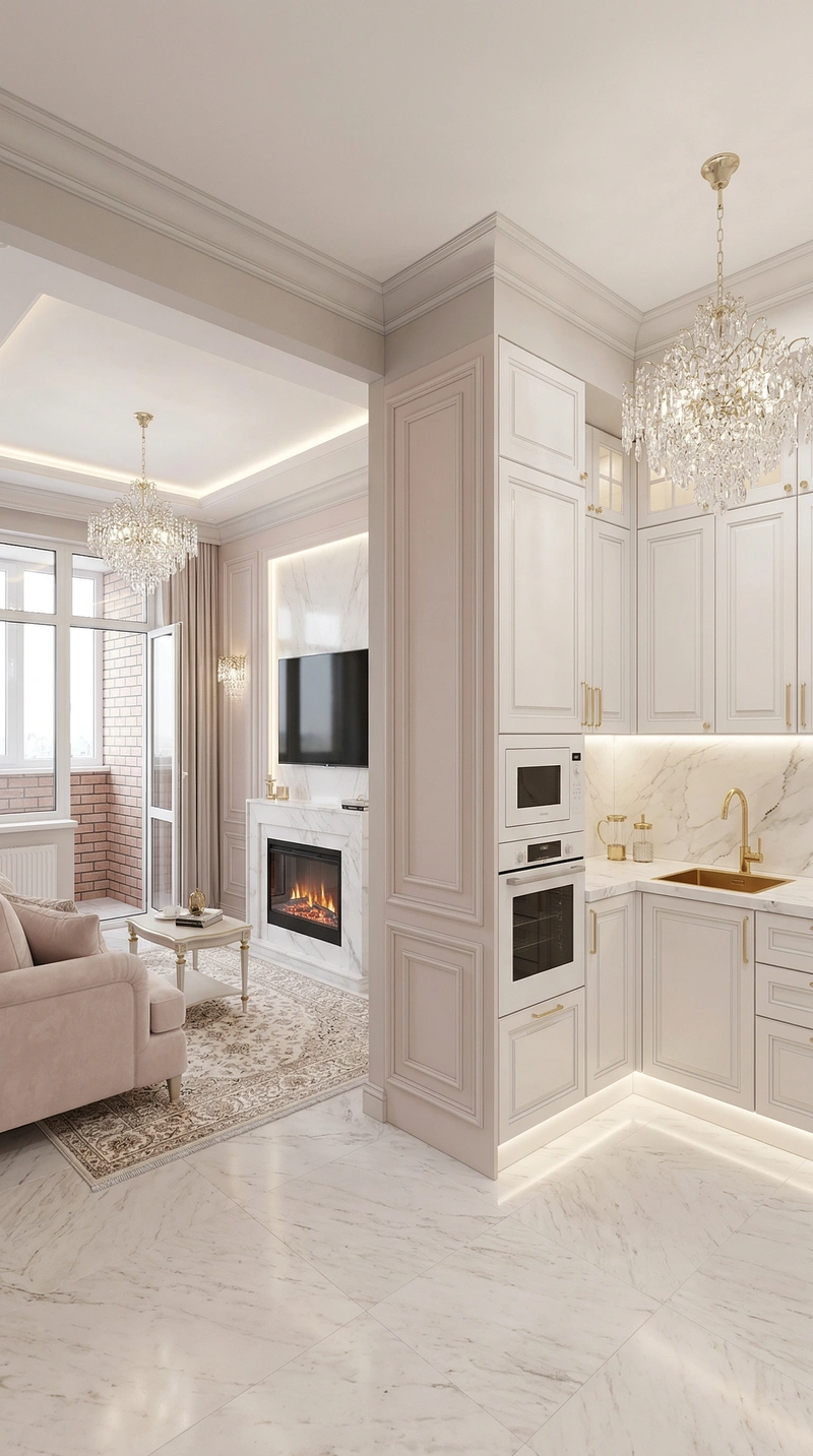 Дизайн интерьера в стиле Неоклассика — Кухня от нейросети RoomGPT