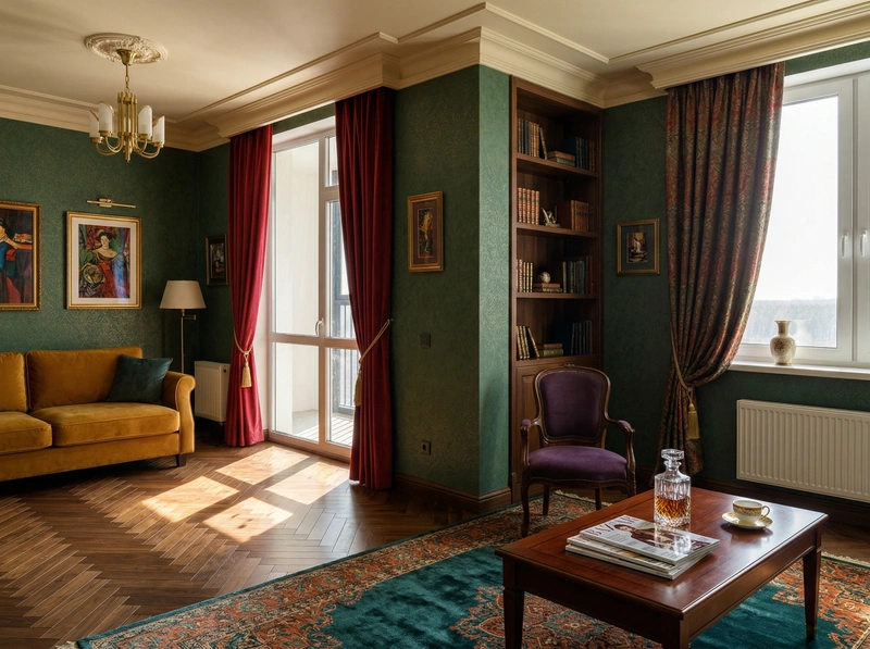 Дизайн гостиной в стиле Британский — фото интерьера от нейросети RoomGPT