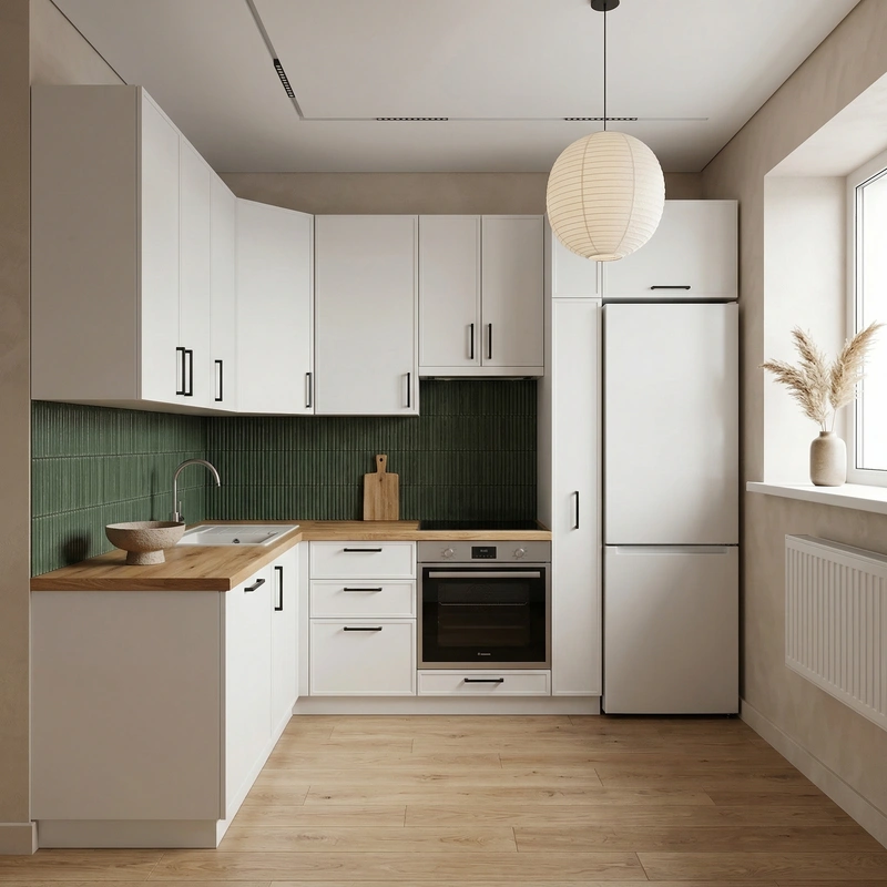 Дизайн кухни в стиле Japandi — фото интерьера от нейросети RoomGPT