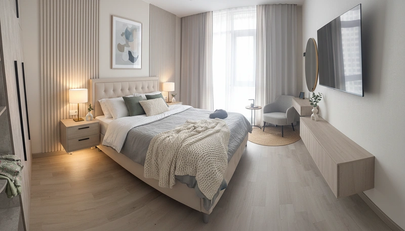 Дизайн интерьера в стиле Сканди — Спальня от нейросети RoomGPT