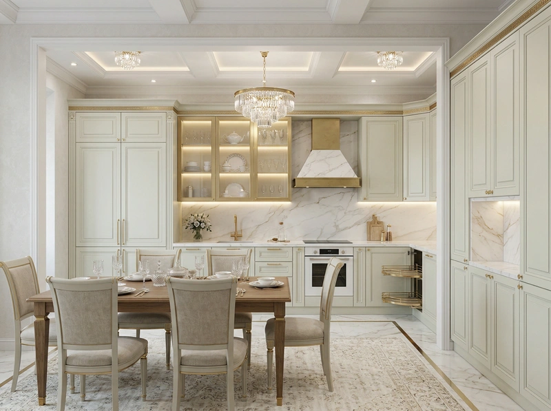Дизайн кухни в стиле Неоклассика — фото интерьера от нейросети RoomGPT