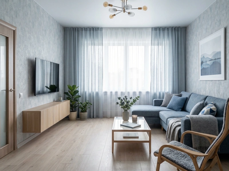 Дизайн интерьера в стиле Сканди — Гостиная от нейросети RoomGPT