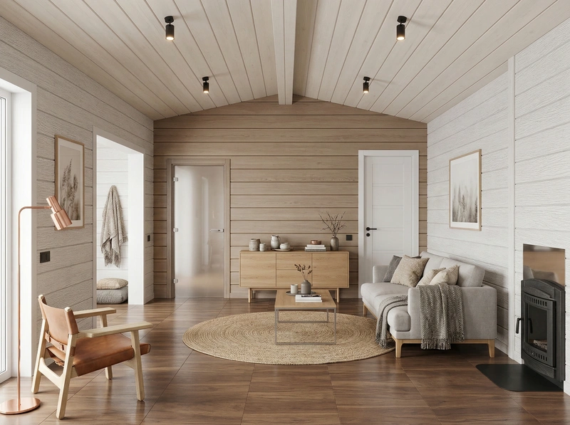 Дизайн гостиной в стиле Сканди — фото интерьера от нейросети RoomGPT